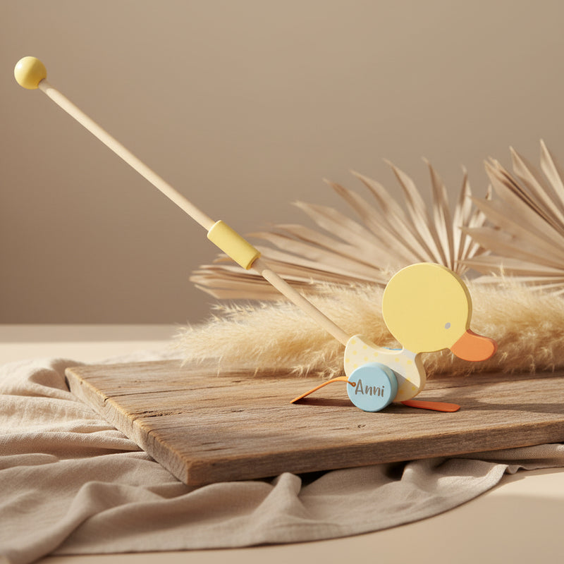 Rollerstick Waddling Duck Wood Yellow | bieco