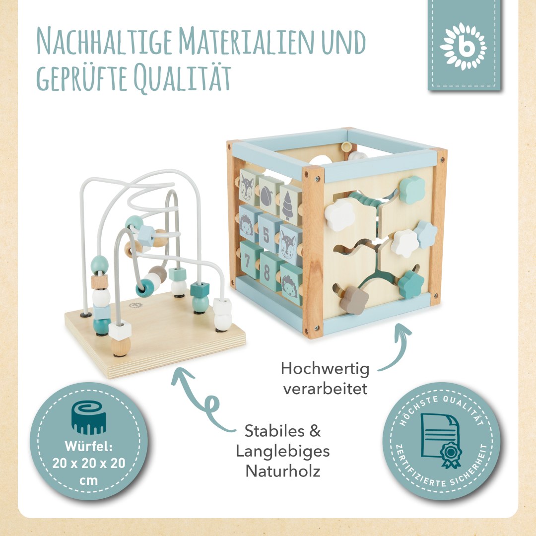Motorikwürfel Waldtiere Holz | bieco