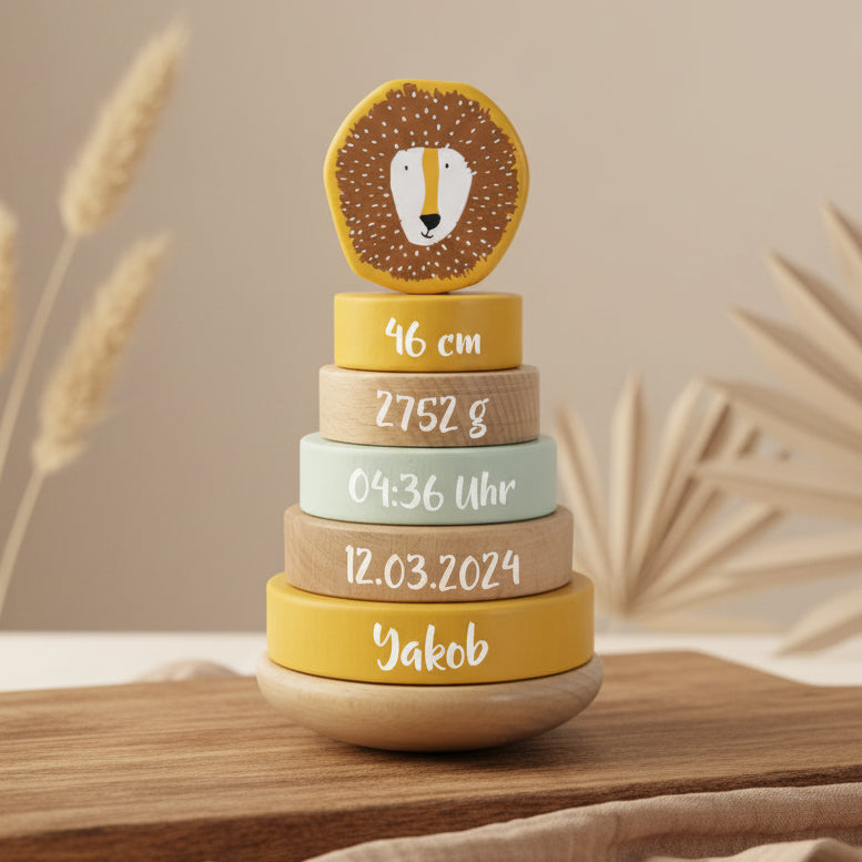 Stapelturm Holz - Herr Löwe - Zur Geburt | Trixie