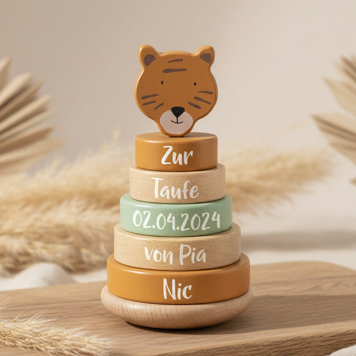 Houten stapeltoren - Meneer Tijger - Voor de doop | Trixie
