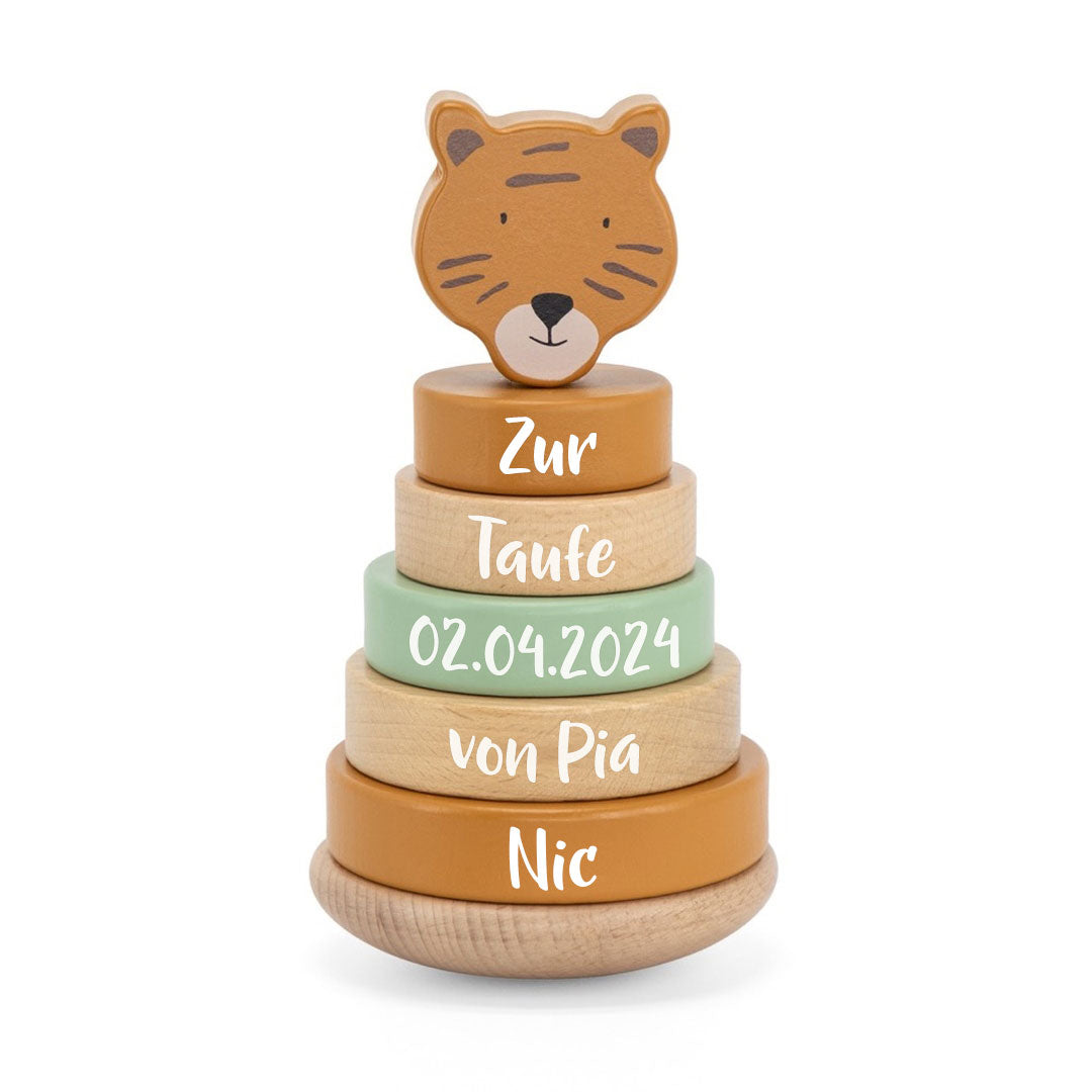 Houten stapeltoren - Meneer Tijger - Voor de doop | Trixie