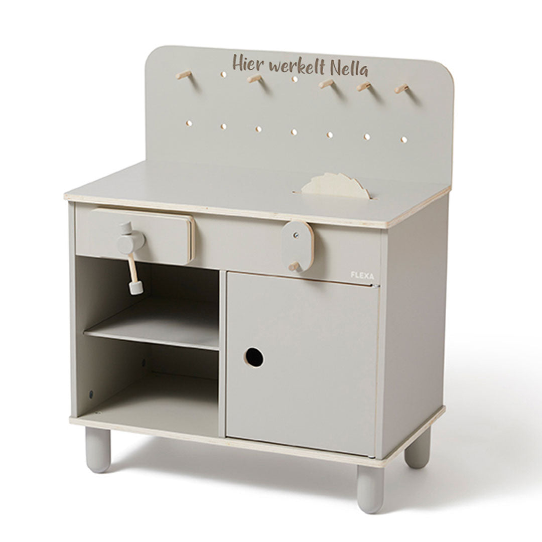 Werkbank Holz Play naturgrau I Flexa by Schmatzepuffer® personalisierbar