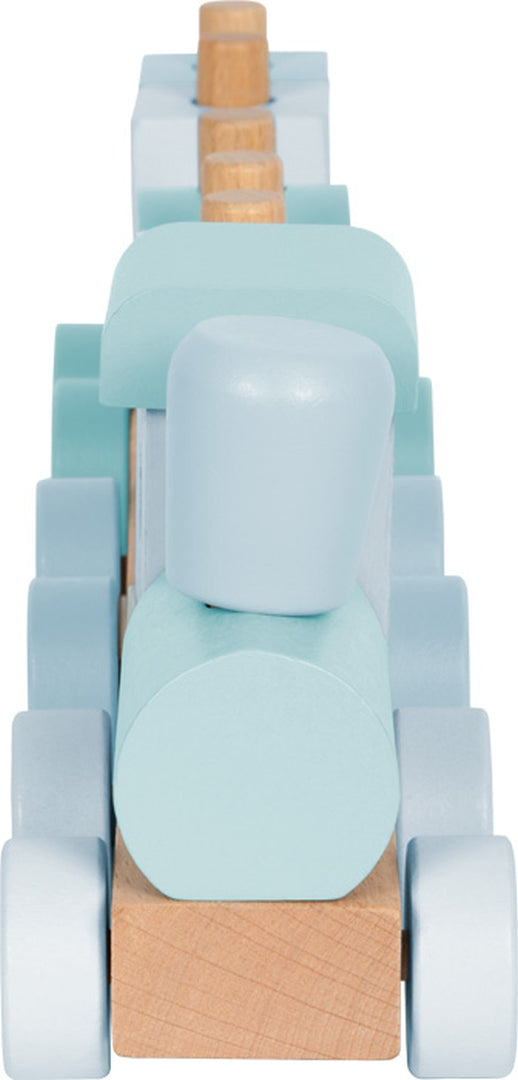 Personalisierter Holz-Zug blau - Zur Geburt | small foot by Schmatzepuffer