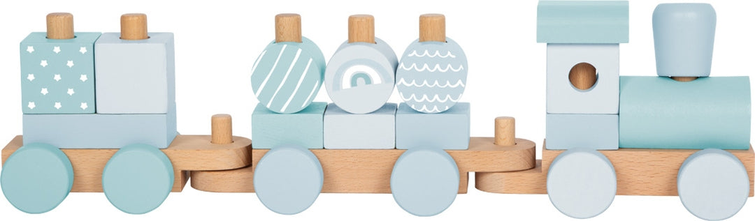 Personalisierter Holz-Zug blau - Zur Taufe | small foot by Schmatzepuffer