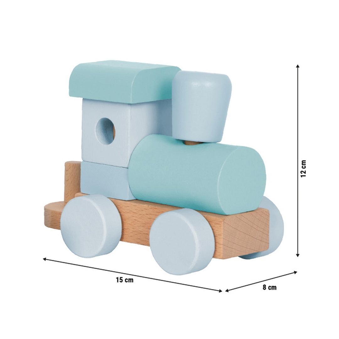 Personalisierter Holz-Zug blau - Zur Taufe | small foot by Schmatzepuffer