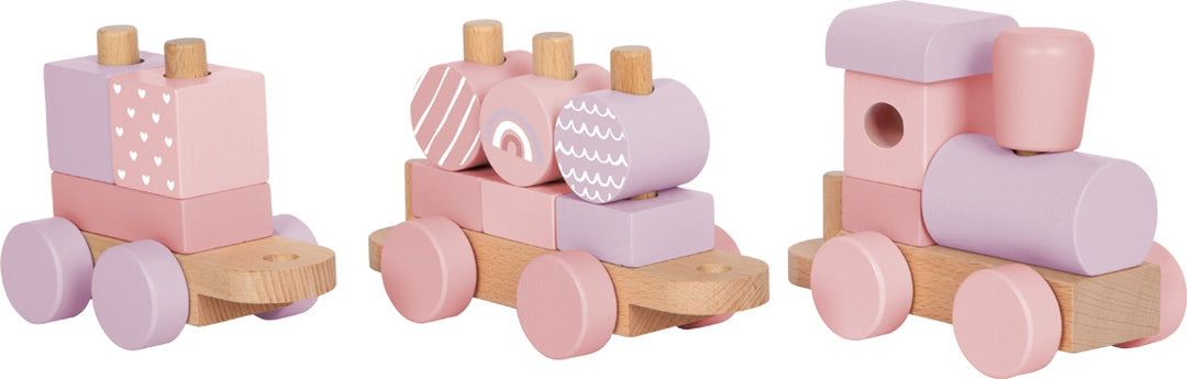 Personalisierter Holz-Zug rosa - Geschenk zur Taufe