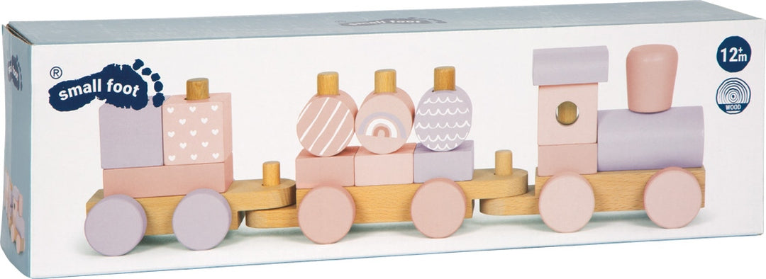 Personalisierter Holz-Zug rosa - Geschenk zur Taufe