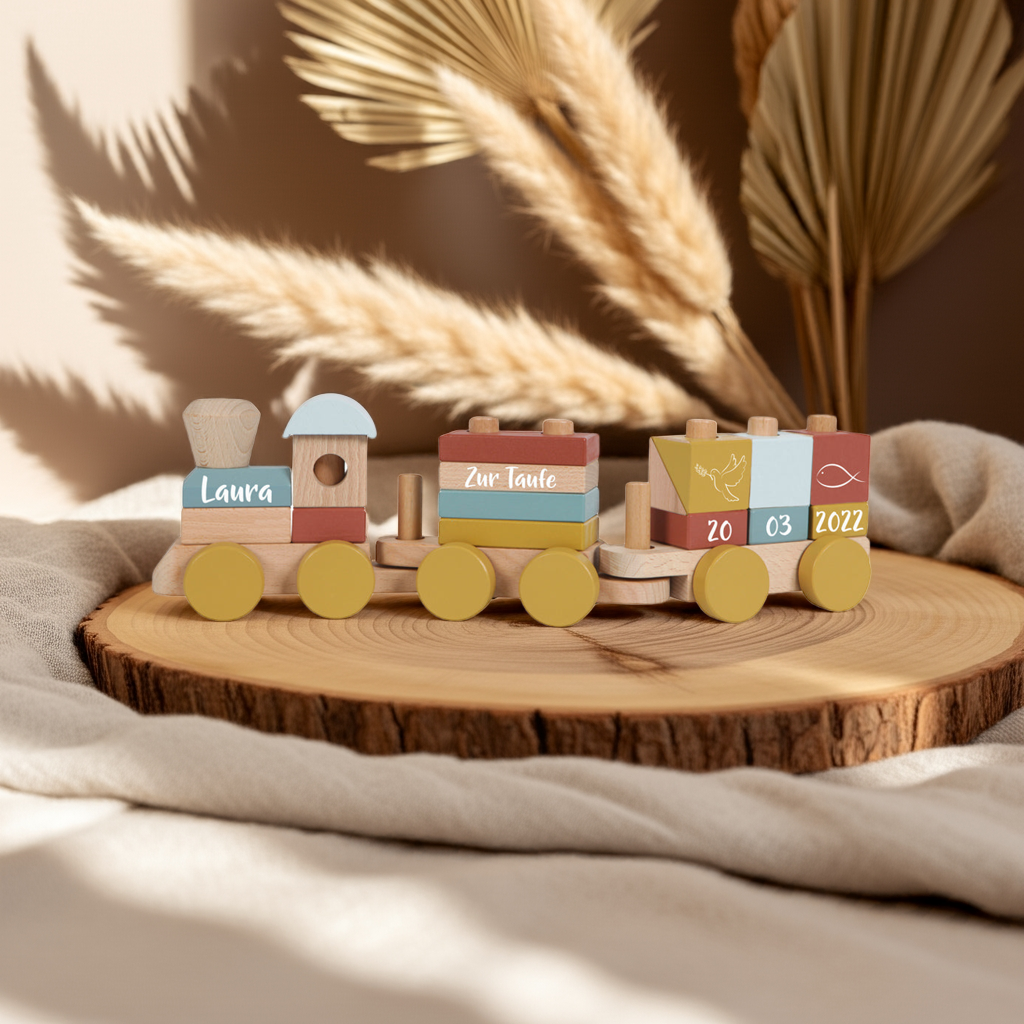 Holz-Zug Pure & Nature - Zur Taufe - bedruckt | Little Dutch