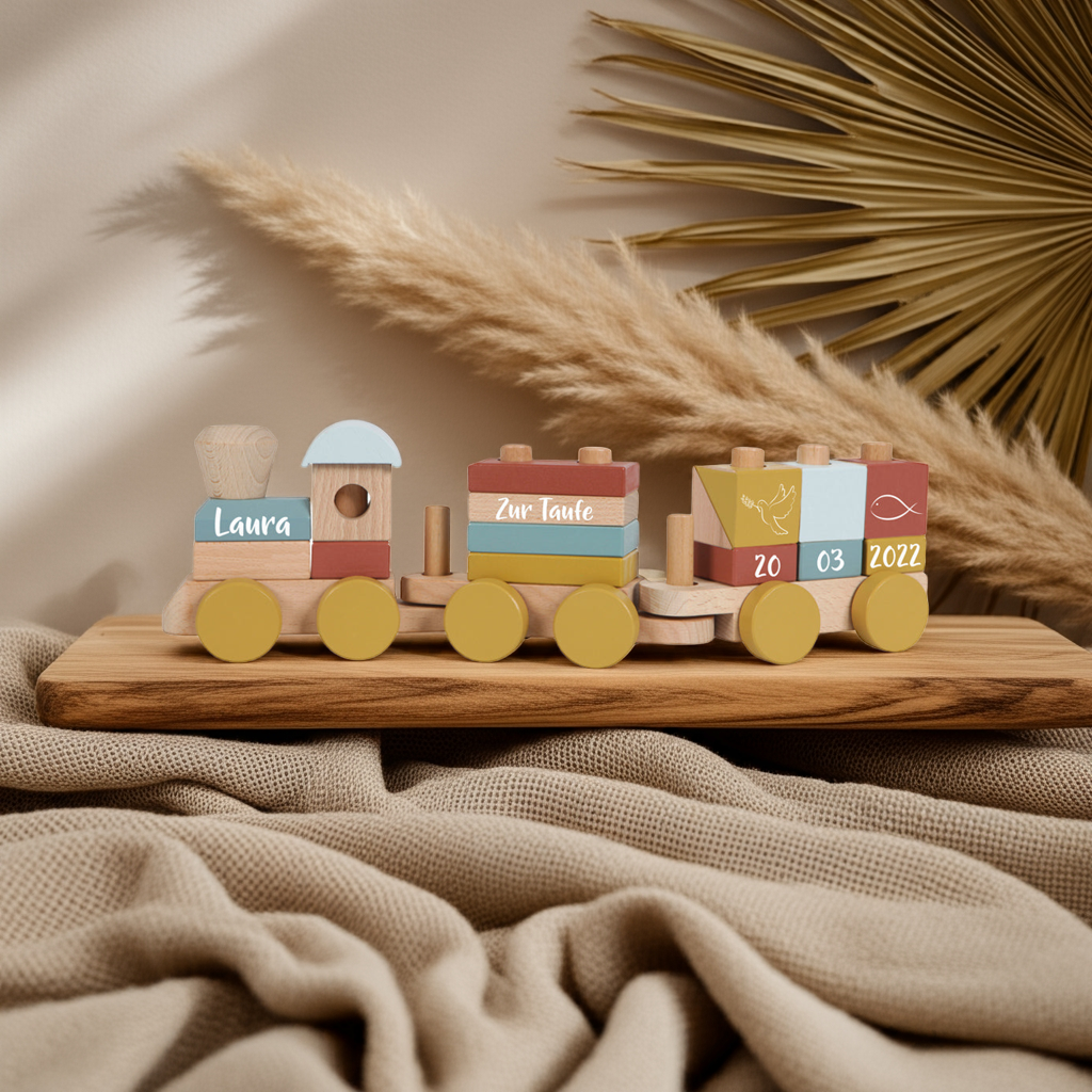 Holz-Zug Pure & Nature - Zur Taufe - bedruckt | Little Dutch