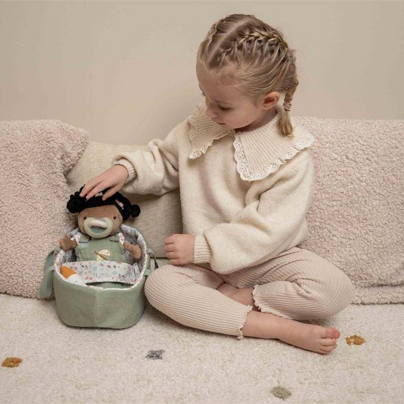 Poupée en peluche Baby Evi avec coffret de soins Fleurs et Papillons | Little Dutch