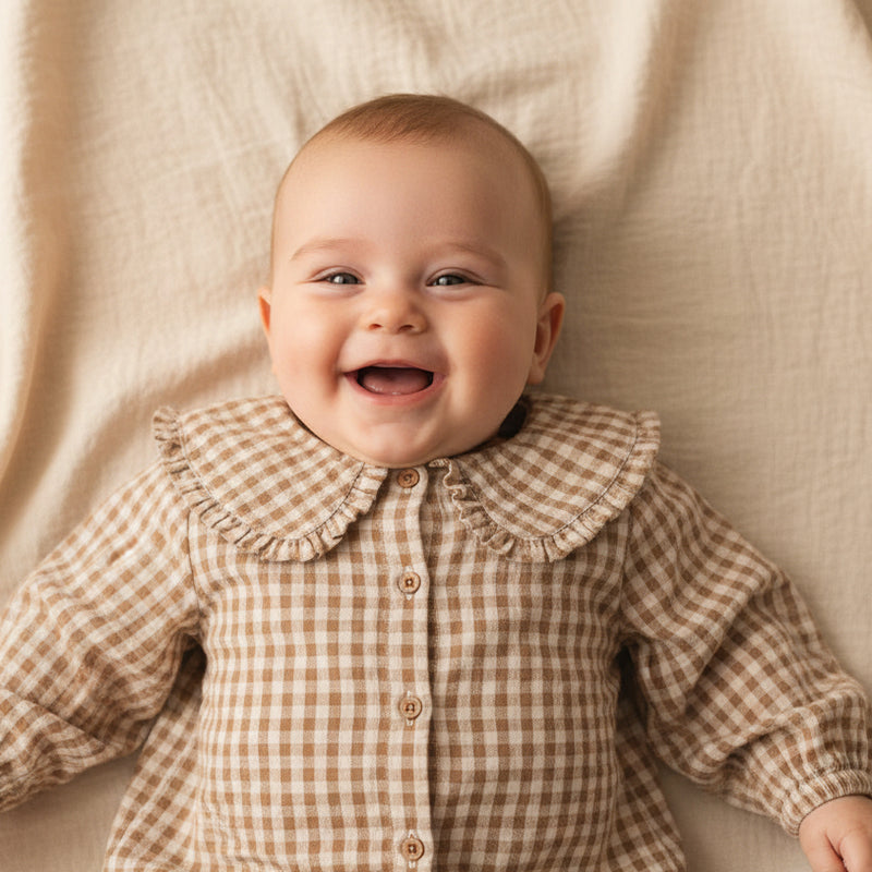 Brown checked blouse – Little Farm | Little Dutch