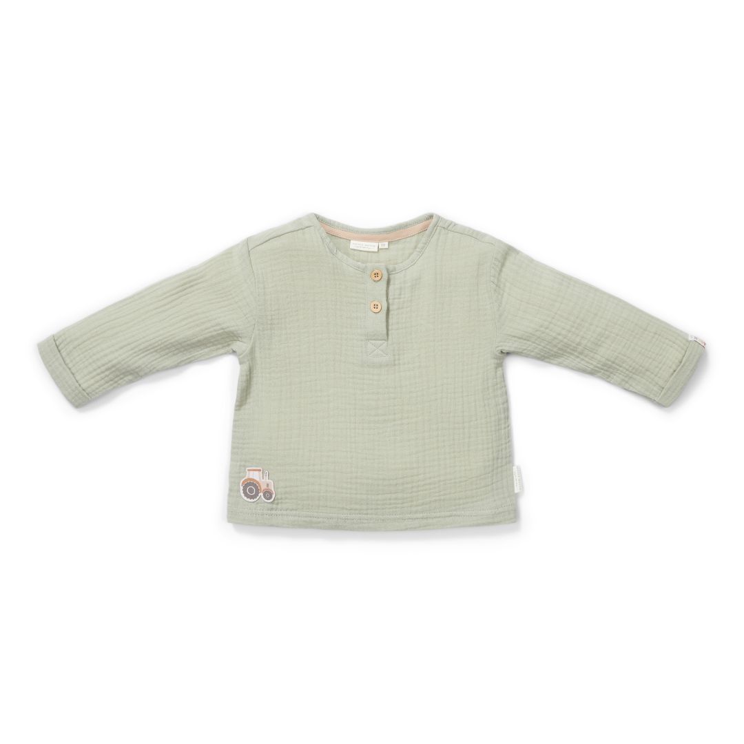 Musselin T-Shirt langarm Grass Green | Little Dutch