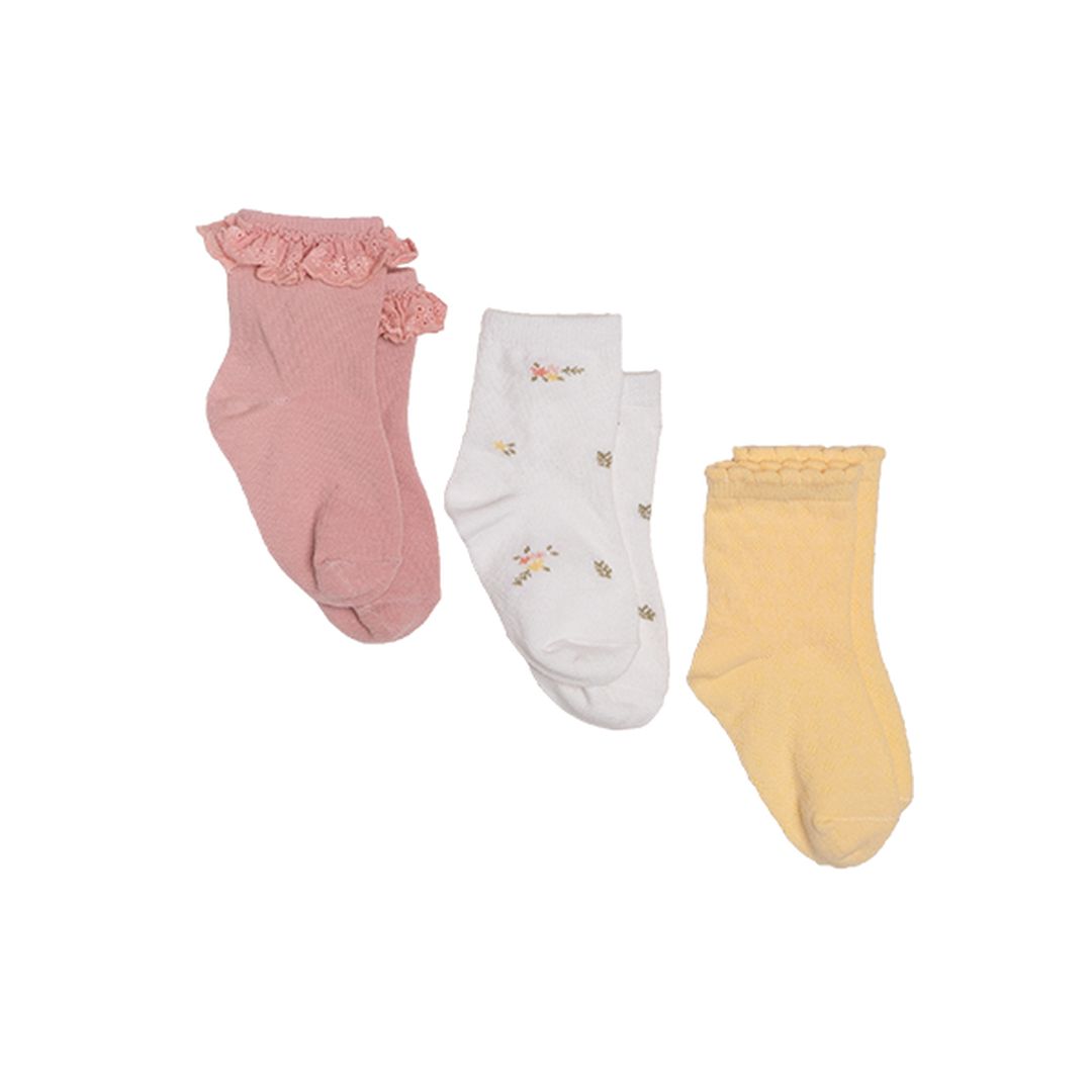 Socken 3er-Set pink/weiß/gelb | Little Dutch
