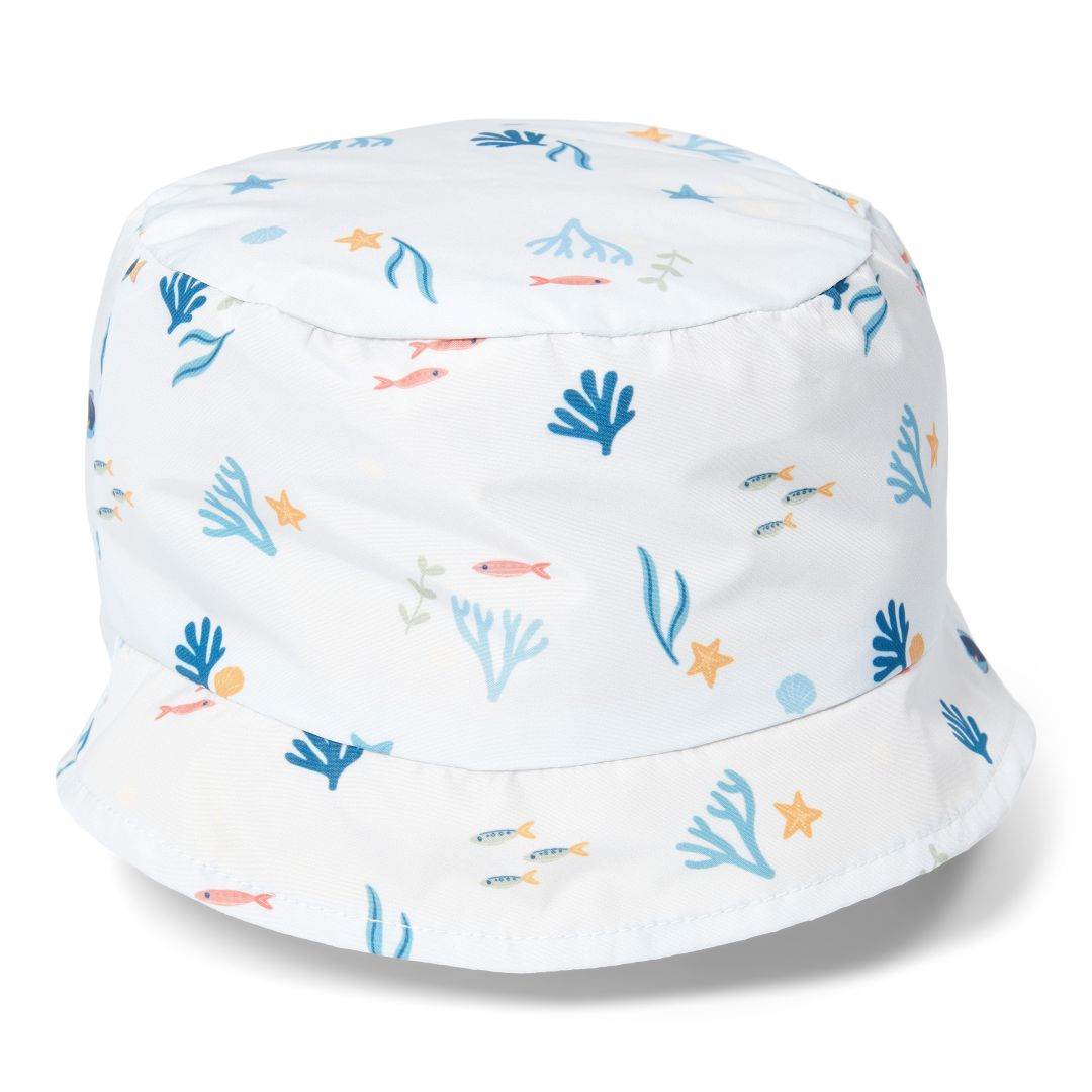 Zonnehoed omkeerbaar Honinggeel / Ocean Treasures maat 1 | Little Dutch