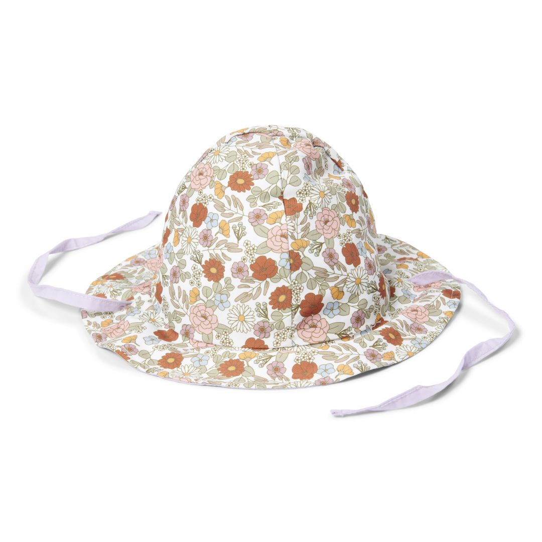 Sonnenhut wendbar Mauve / Vintage Little Flowers gr. 1 | Little Dutch