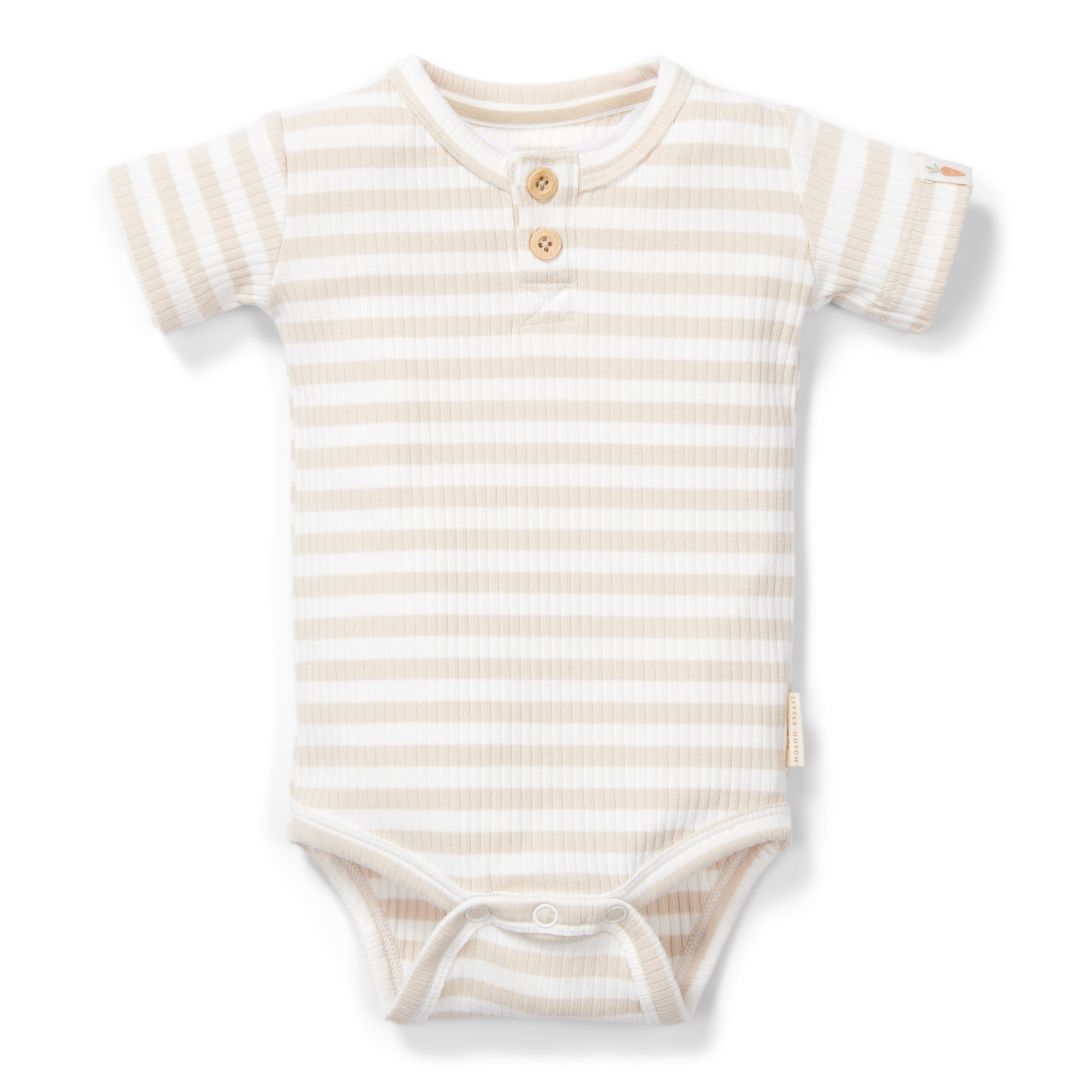 Body kurzarm Stripe Sand/White | Little Dutch