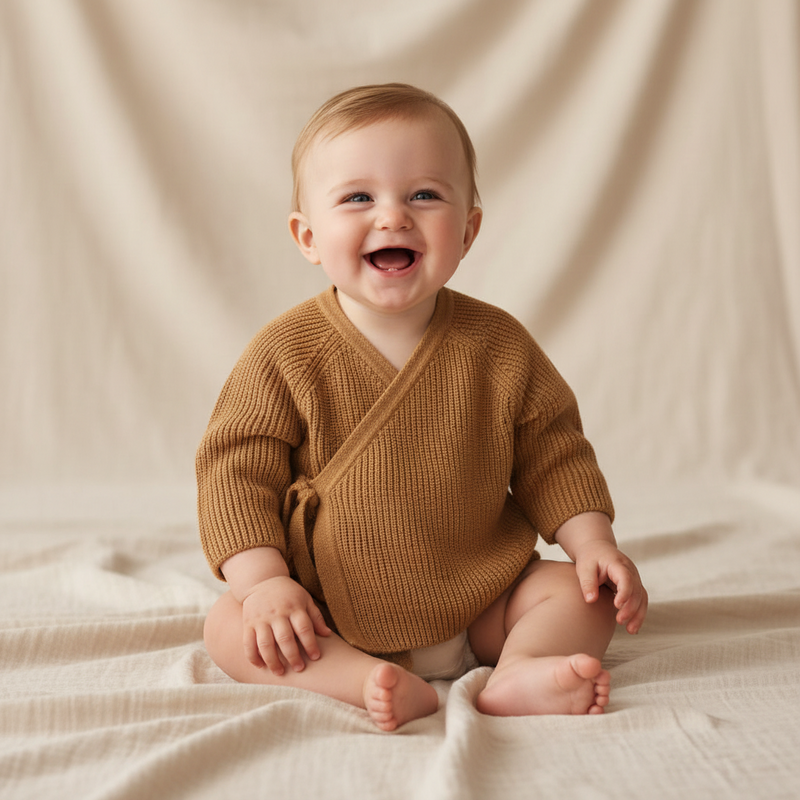 Wickelstrickjacke Essential Almond | Little Dutch