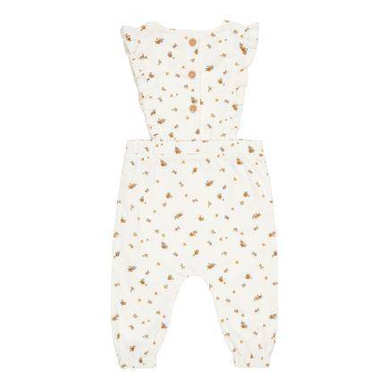 Tailleur pantalon vintage Little Flowers en velours côtelé vert, taille 68 | Little Dutch