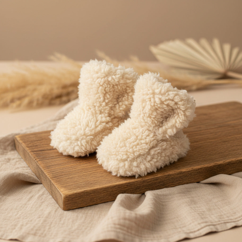 Teddy-Babyschuhe Bunny, Sand - Größe 1 | Little Dutch