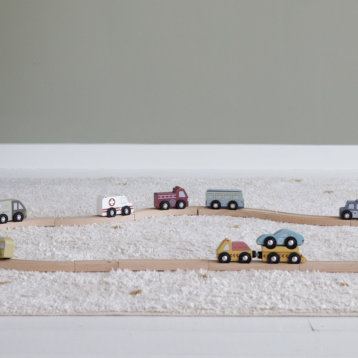 Set de véhicules en bois pour circuit de train - Extension | Schmatzepuffer