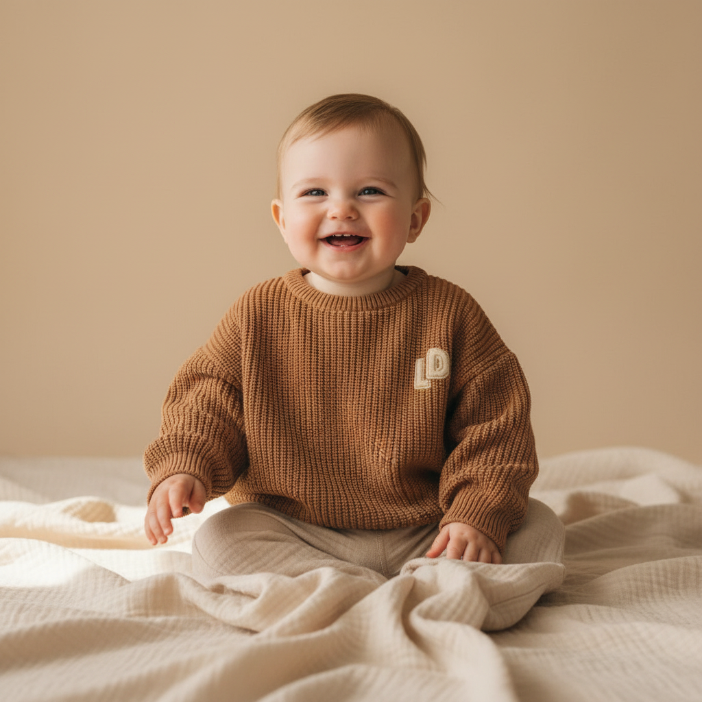 Knitted sweater brown | Little Dutch