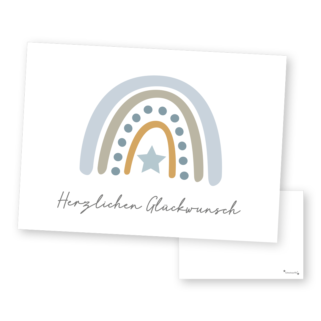 Grußkarte Blau - Herzlichen Glückwunsch | Schmatzepuffer