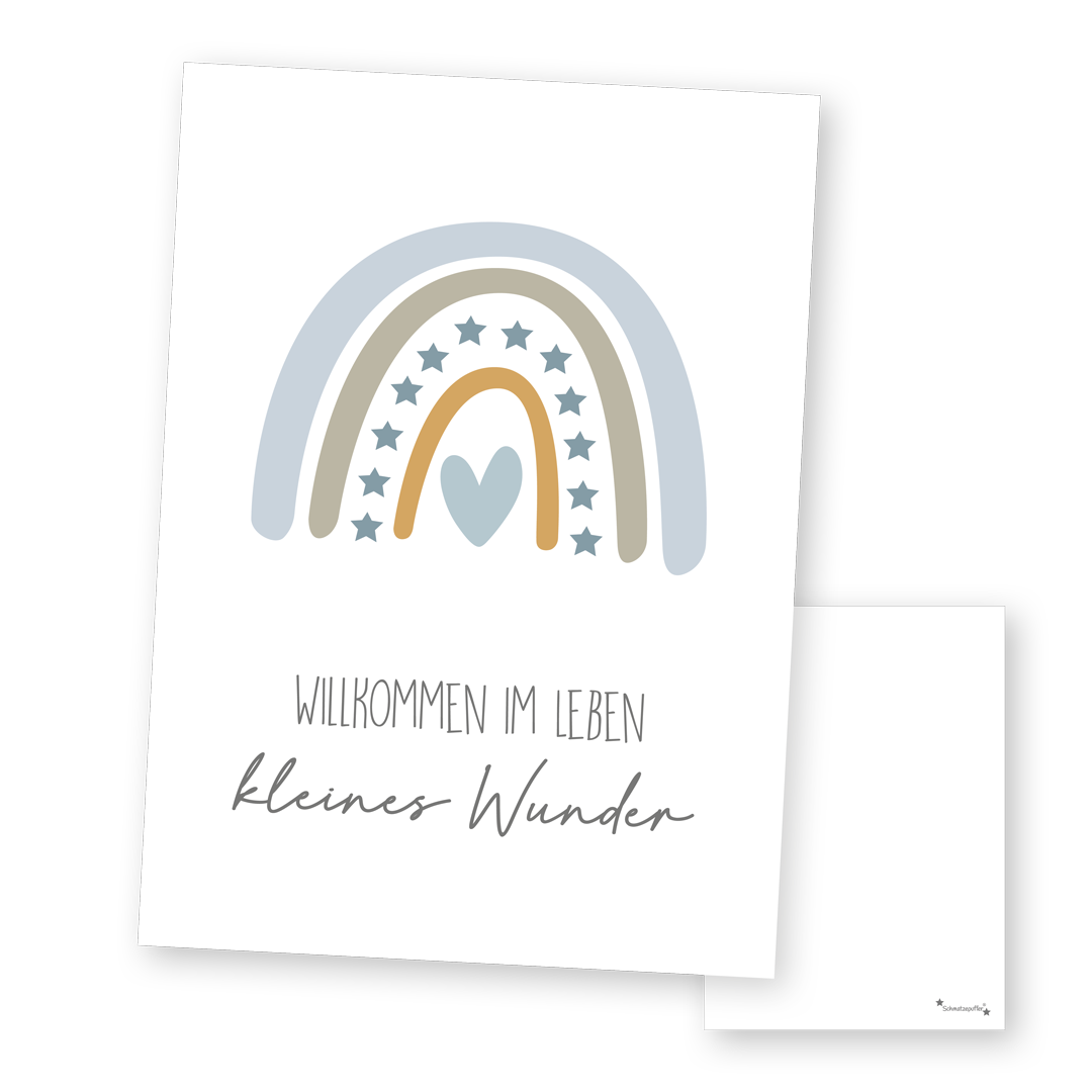 Grußkarte Blau - Kleines Wunder | Schmatzepuffer