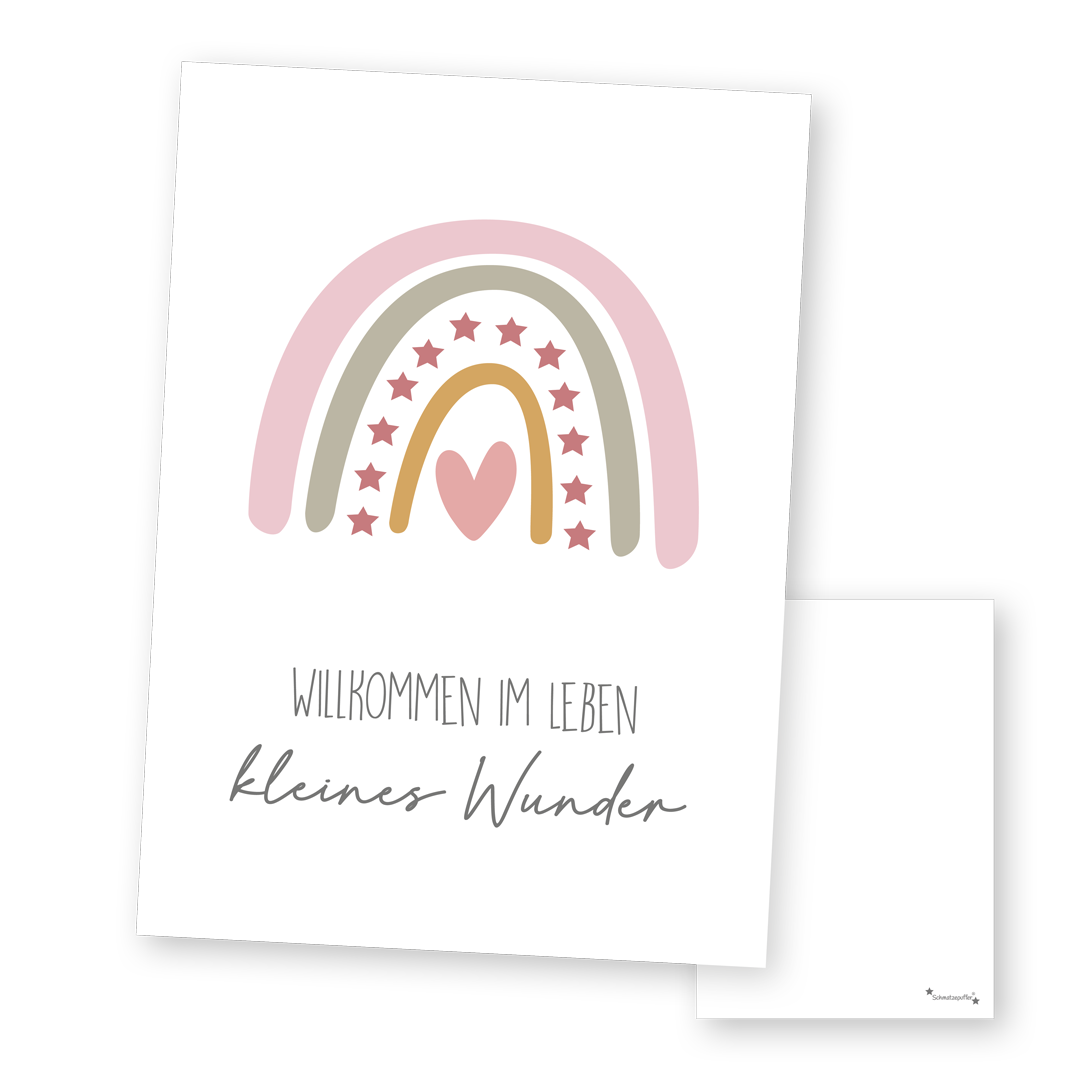 Grußkarte Rosa - Kleines Wunder | Schmatzepuffer