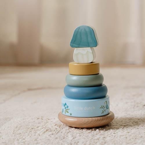 Wooden stacking tower with rings Forest Friends "For Baptism" | Little Dutch