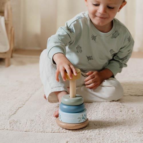 Wooden stacking tower with rings Forest Friends "For Baptism" | Little Dutch