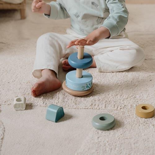 Wooden stacking tower with rings Forest Friends "For Baptism" | Little Dutch
