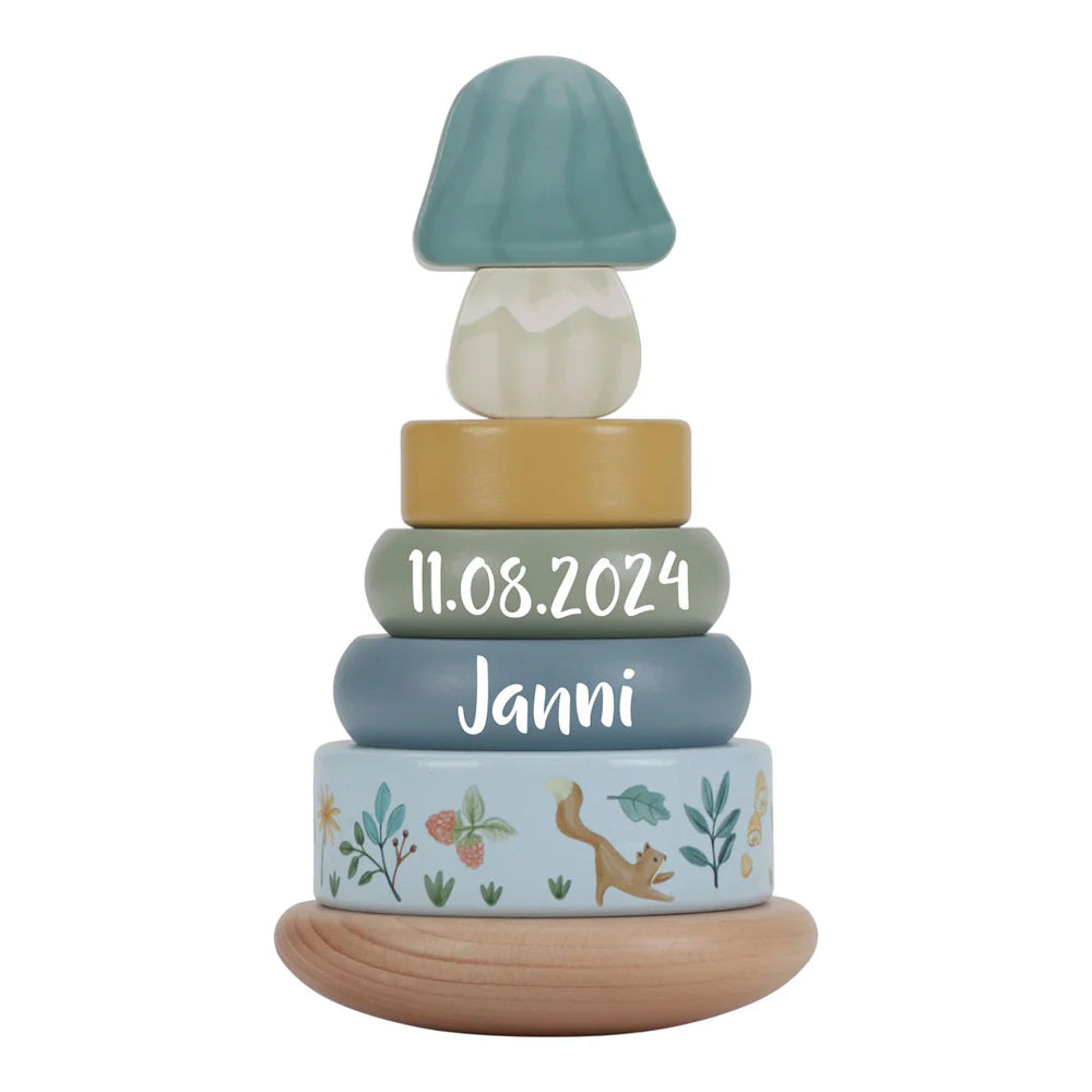 Gift Set Wooden Train Stacking Tower Rainbow Forest Friends | Little Dutch