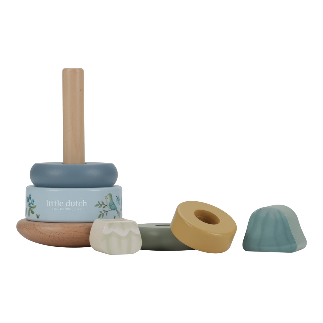 Wooden stacking tower with rings Forest Friends "For Baptism" | Little Dutch