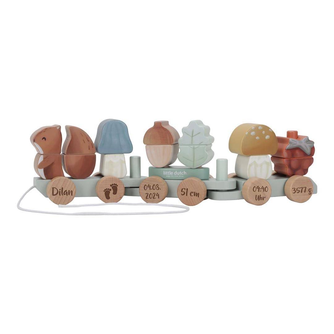 Wooden Train Squirrel Forest Friends "For Birth" | Little Dutch