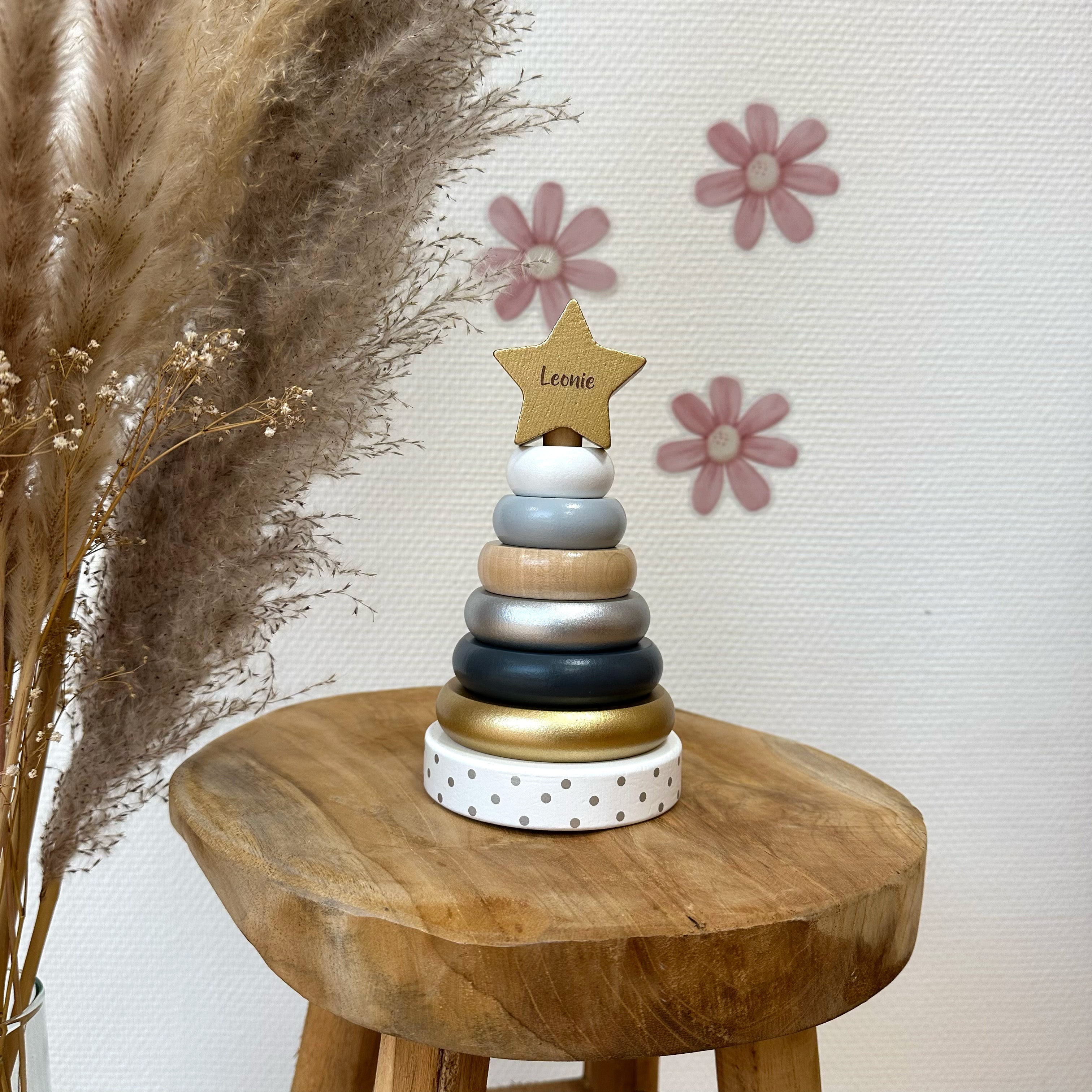 Stapeltoren hout zilver/goud | JaBaDaBaDo
