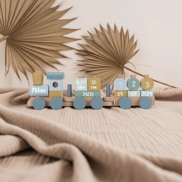 Gift Set Wooden Train Stacking Tower Rainbow Forest Friends | Little Dutch