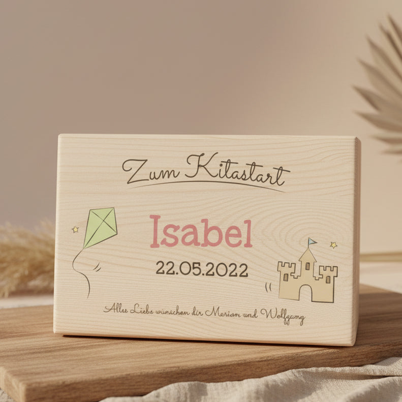 Erinnerungsbox - Naturholz - Zum Kitastart personalisiert | Schmatzepuffer