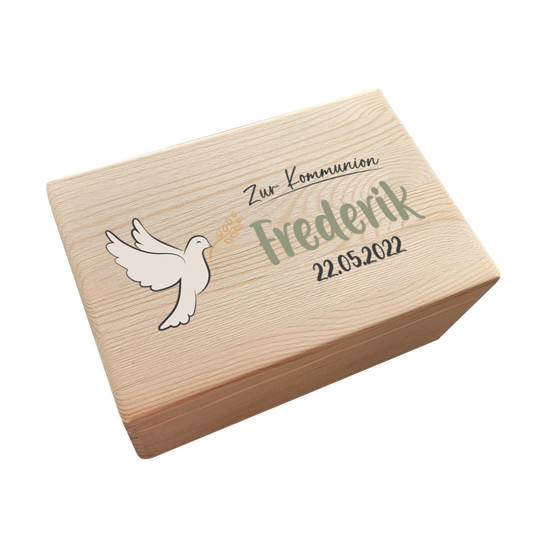 Erinnerungsbox M - Naturholz - Taufe / Schule / Kindergarten / Kommunion - personalisiert | Schmatzepuffer