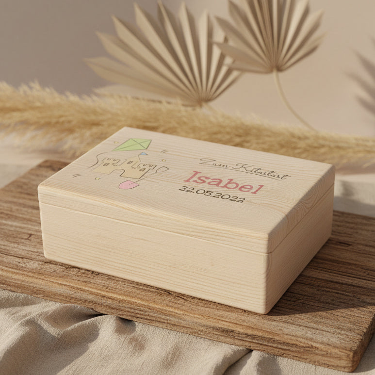 Erinnerungsbox - Naturholz - Zum Kitastart personalisiert | Schmatzepuffer