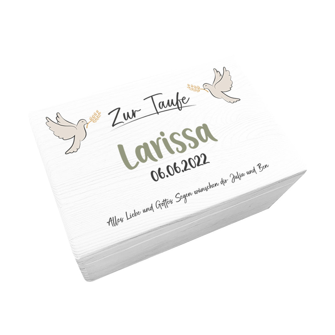 Erinnerungsbox - Holz weiß - Zur Taufe personalisiert | Schmatzepuffer
