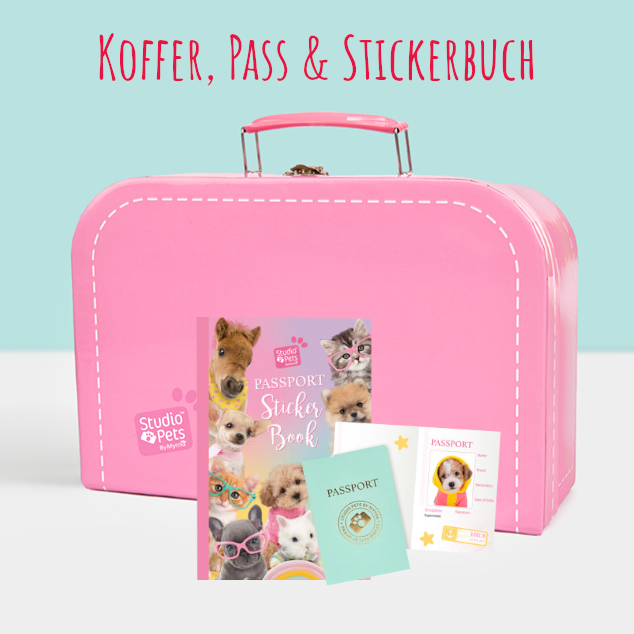 STUDIO PETS – KOFFERSET FÜR 16 CM KUSCHELTIERE (4 FARBEN)