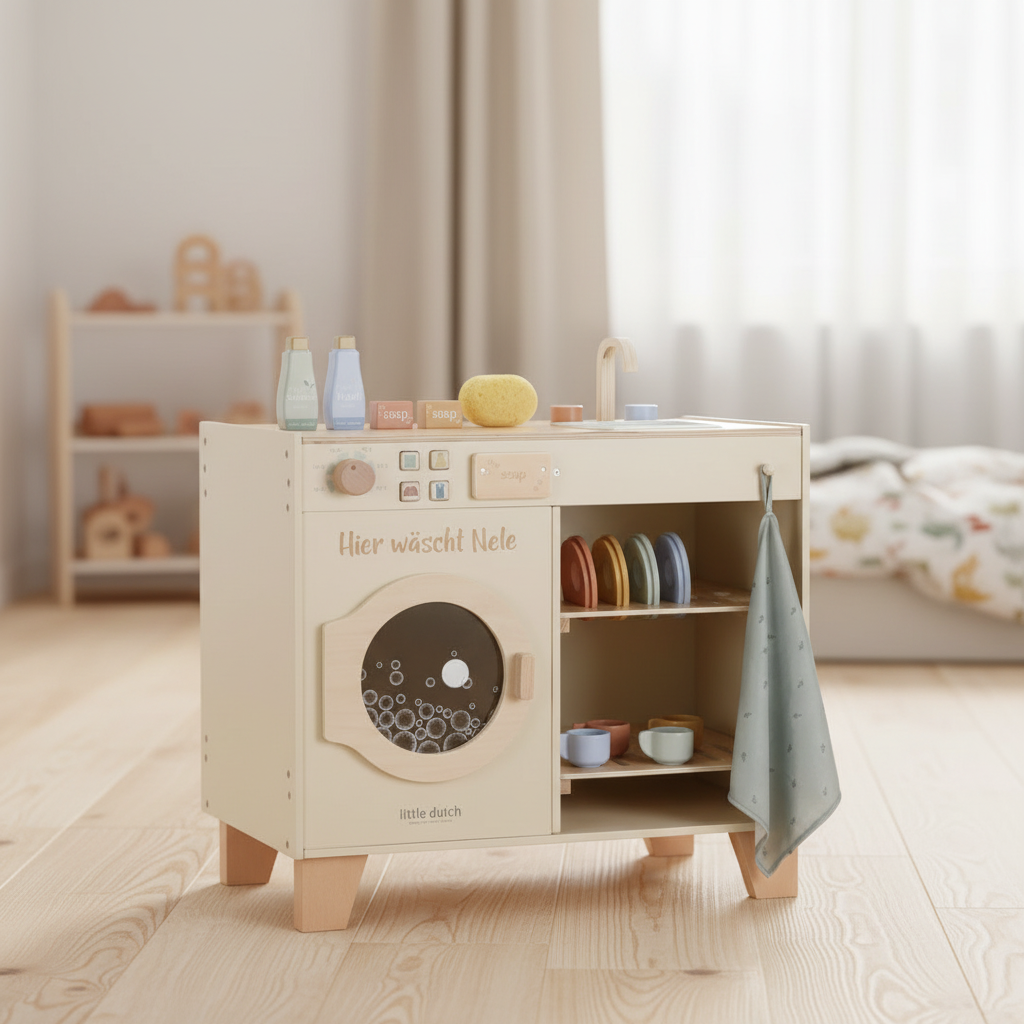 Waschmaschine & Geschirrspüler aus Holz – personalisierbar | Little Dutch