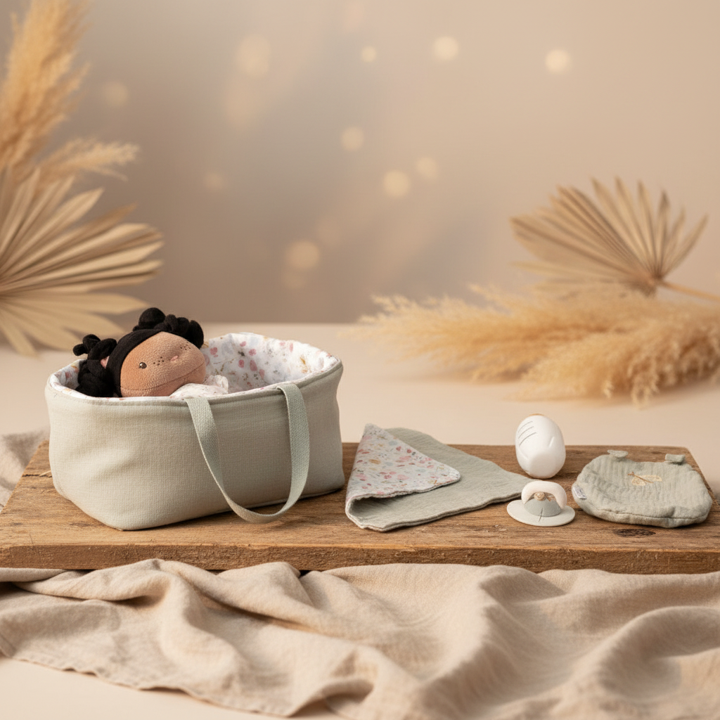 Cuddly doll Baby Evi with care set Flowers & Butterflies, | Little Dutch