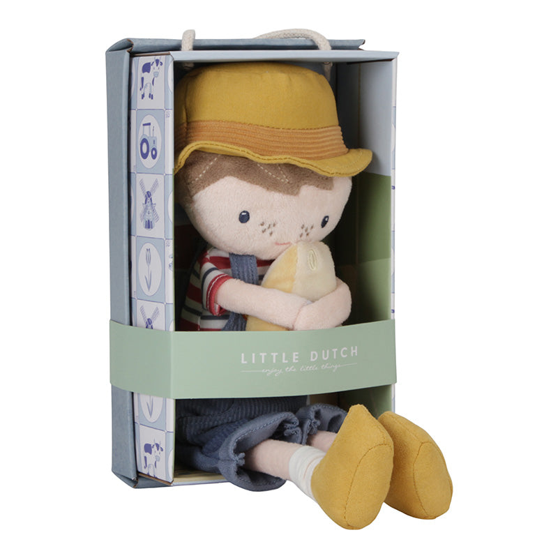 TOP DEAL - Kuschelpuppe Holländischer Bauer Jim mit Käse 35 cm | Little Dutch