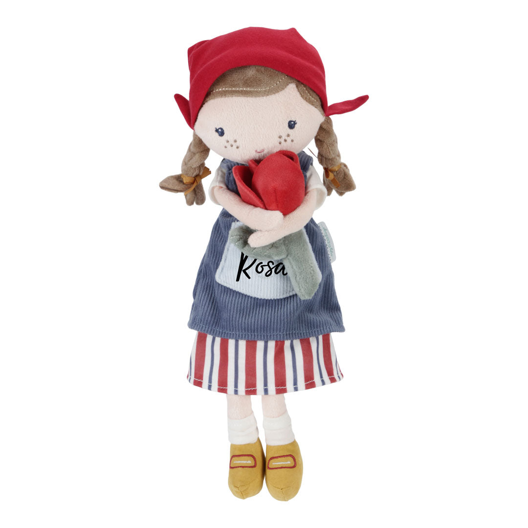 Personalisierte Kuschelpuppe Rosa mit Tulpen – liebevolles Geschenk für Mädchen