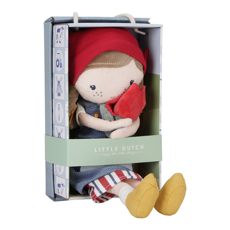 TOP DEAL - Cuddly doll Dutch farmer's wife pink with tulips 35 cm | Little Dutch