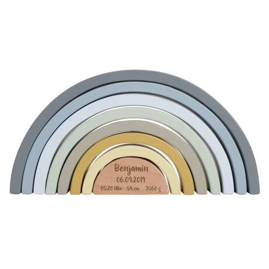 Stapelturm Regenbogen Blau - Zur Geburt