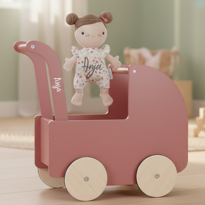 Puppenwagen mit Babypuppe Rosa | Little Dutch