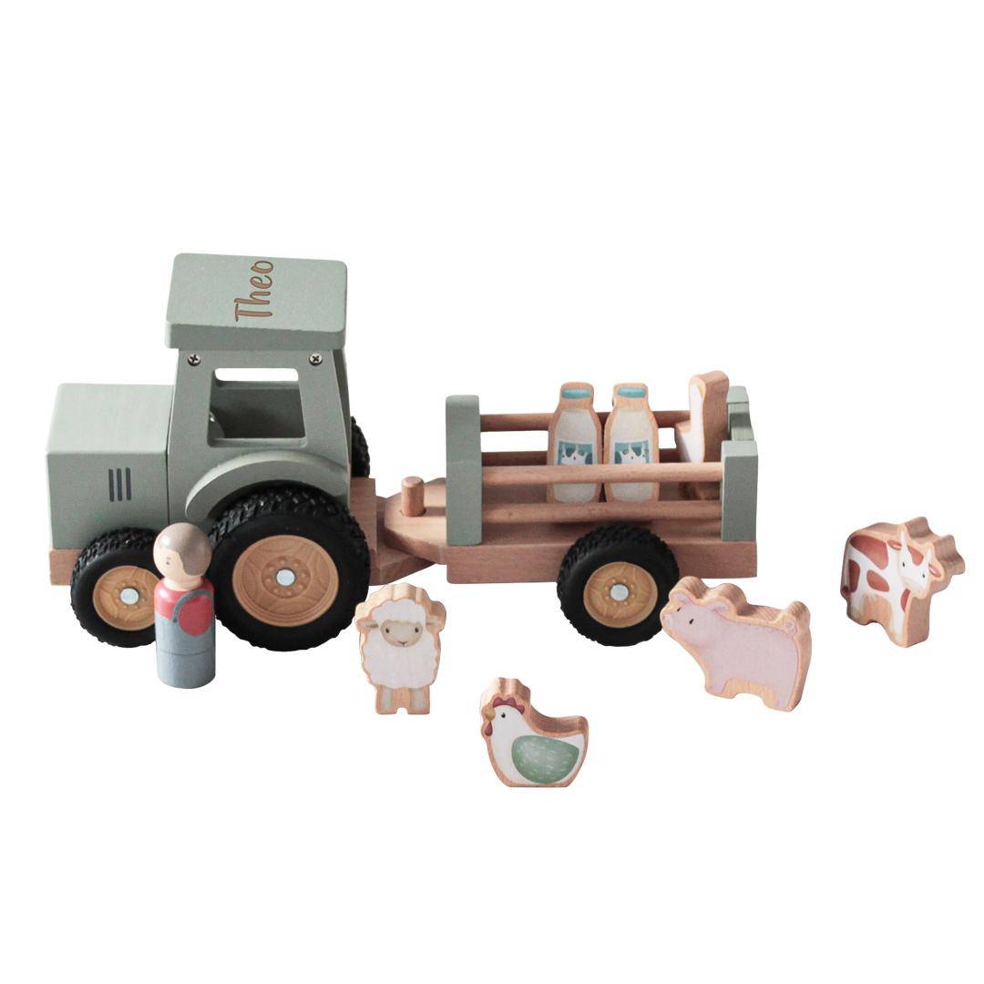 Holzspielzeug Traktor von Little Dutch in grün