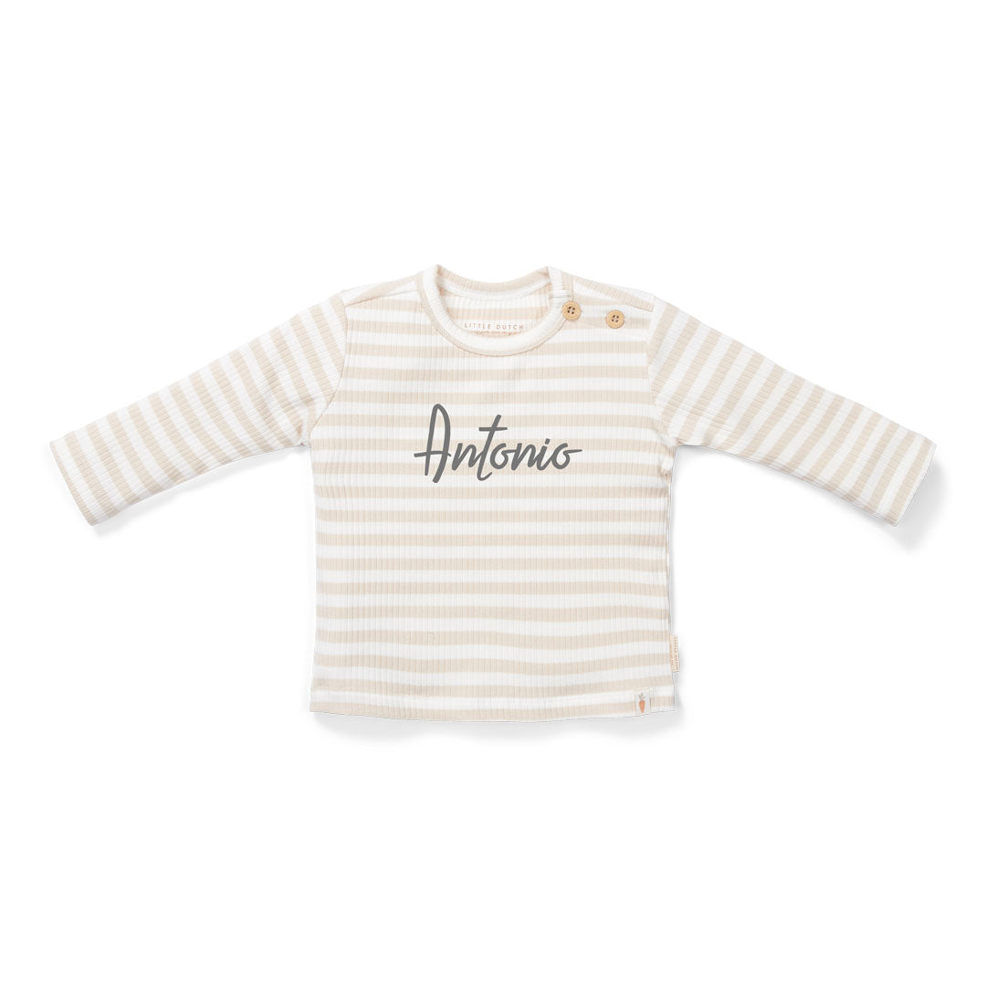 T-shirt langarm Stripe Sand/White | Little Dutch